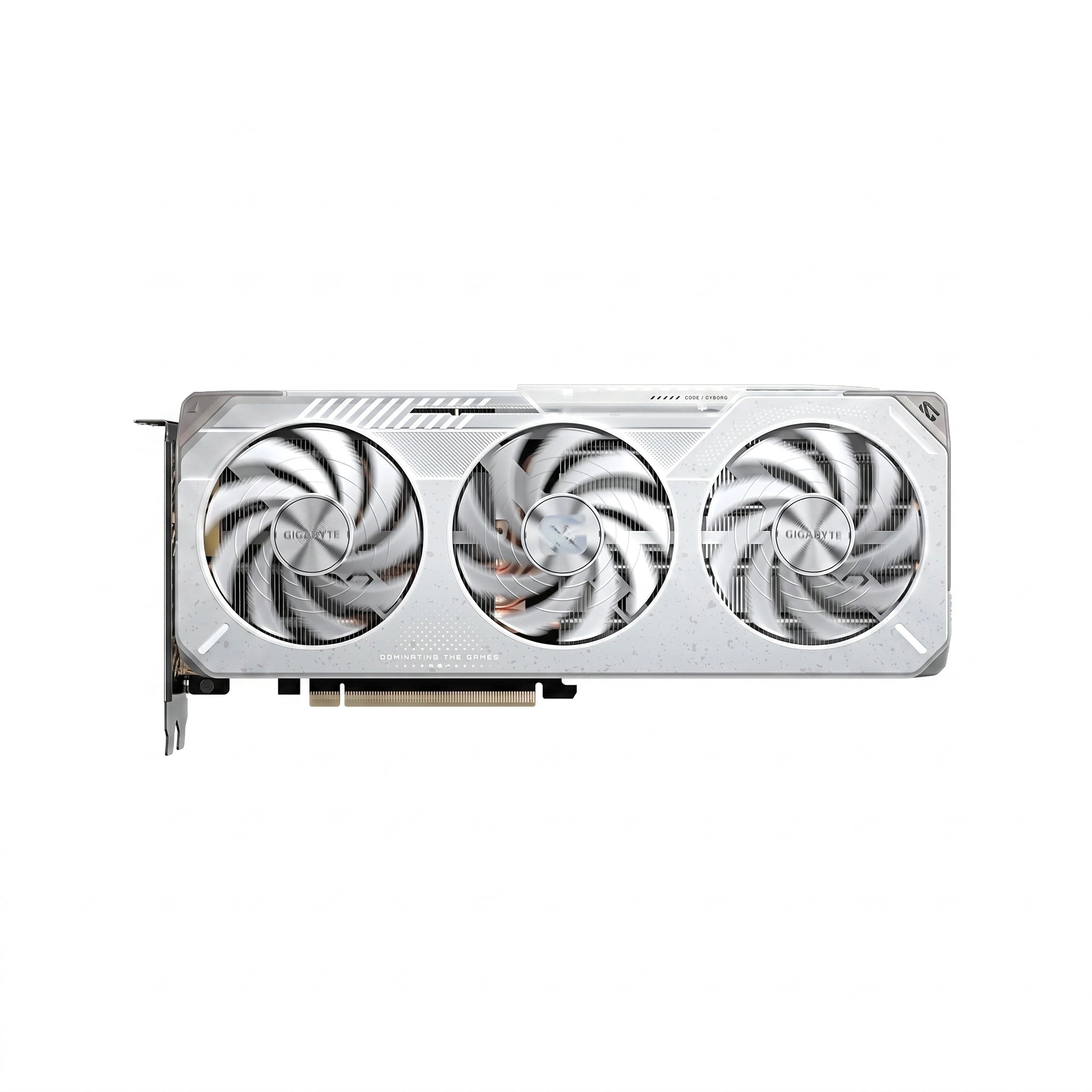 Gigabyte Radeon RX 9060 XT Gaming OC ICE 16G graphics card — white triple-fan WINDFORCE cooler, front view
