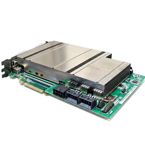 ASRock AMD BC-250 16GB GDDR6 mining card front view with passive heatsink fins and 8-pin power connector