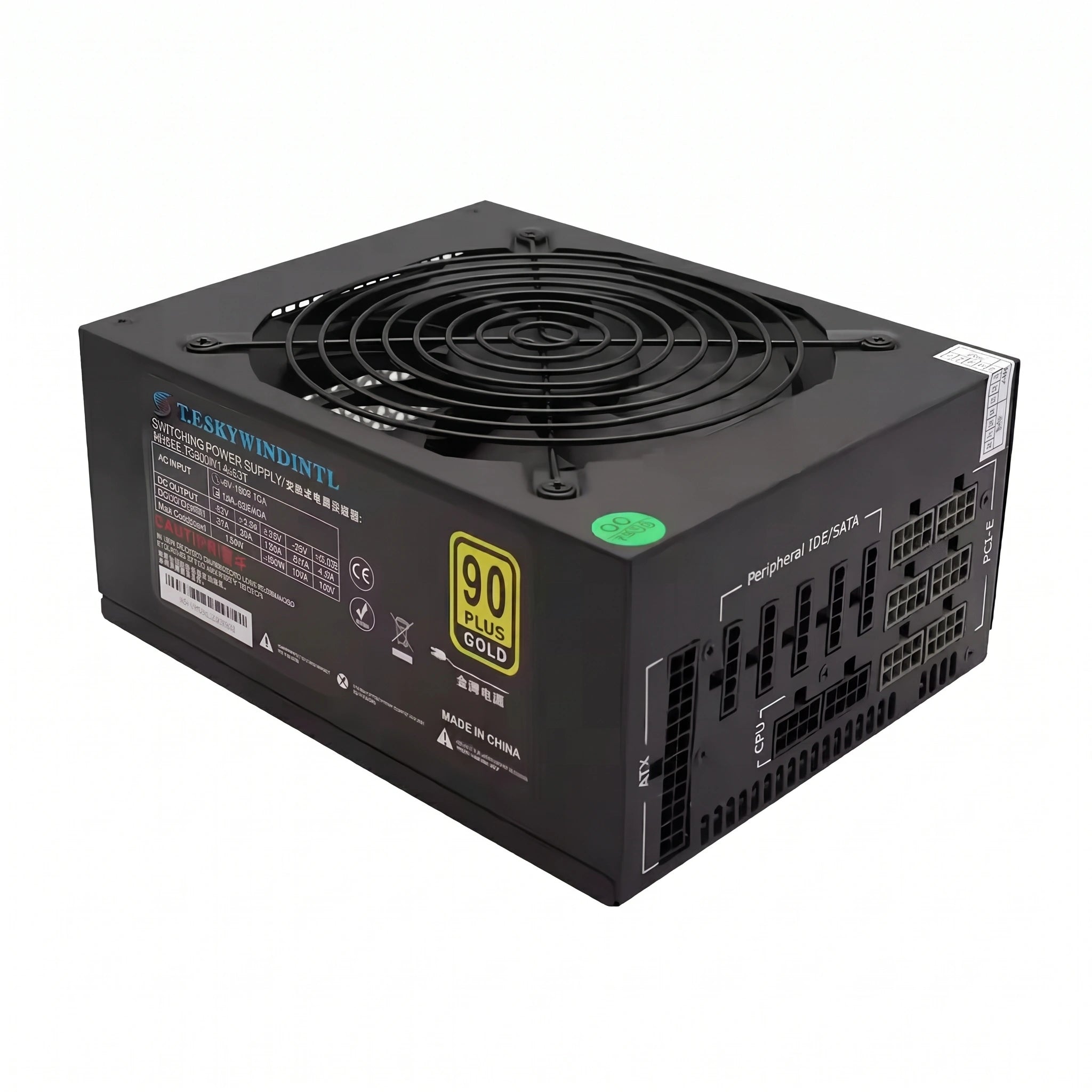2000W full modular ATX mining power supply front view showing modular cable bays and power switch