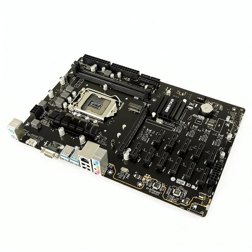 BIOSTAR TB360-BTC PRO 2.0 mining motherboard with 12 PCIe 3.0 slots, LGA1151 socket and DDR4 DIMM slots for 12 GPU Intel 8th and 9th Gen crypto mining rigs